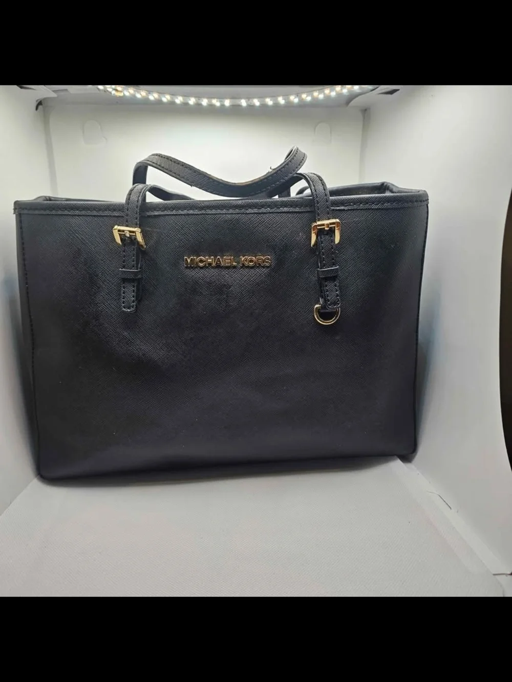 Michael Kors Black Leather Tote with Removable Strap